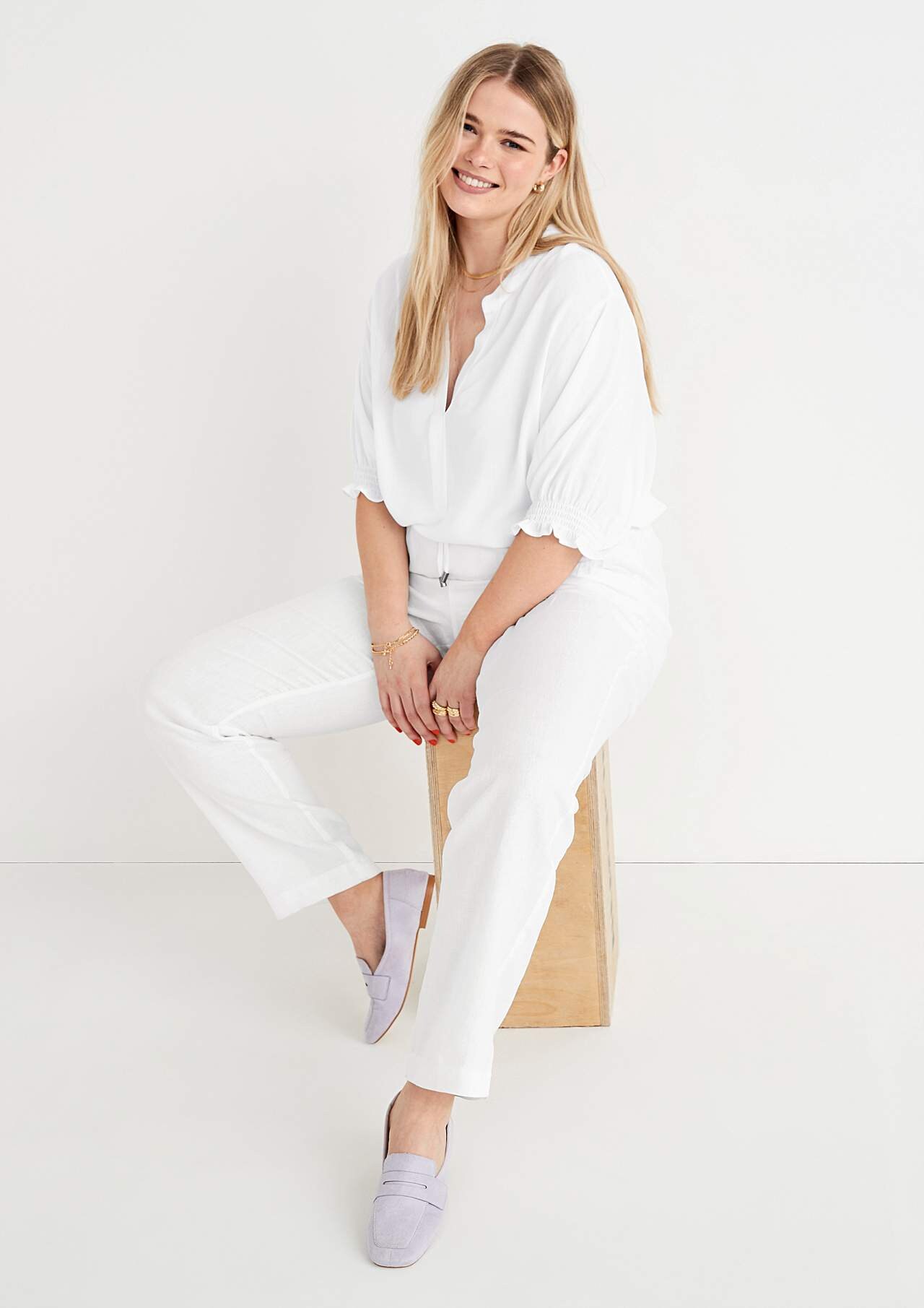 Premium Lina bikses ar elastīgu gumiju jostasvietā