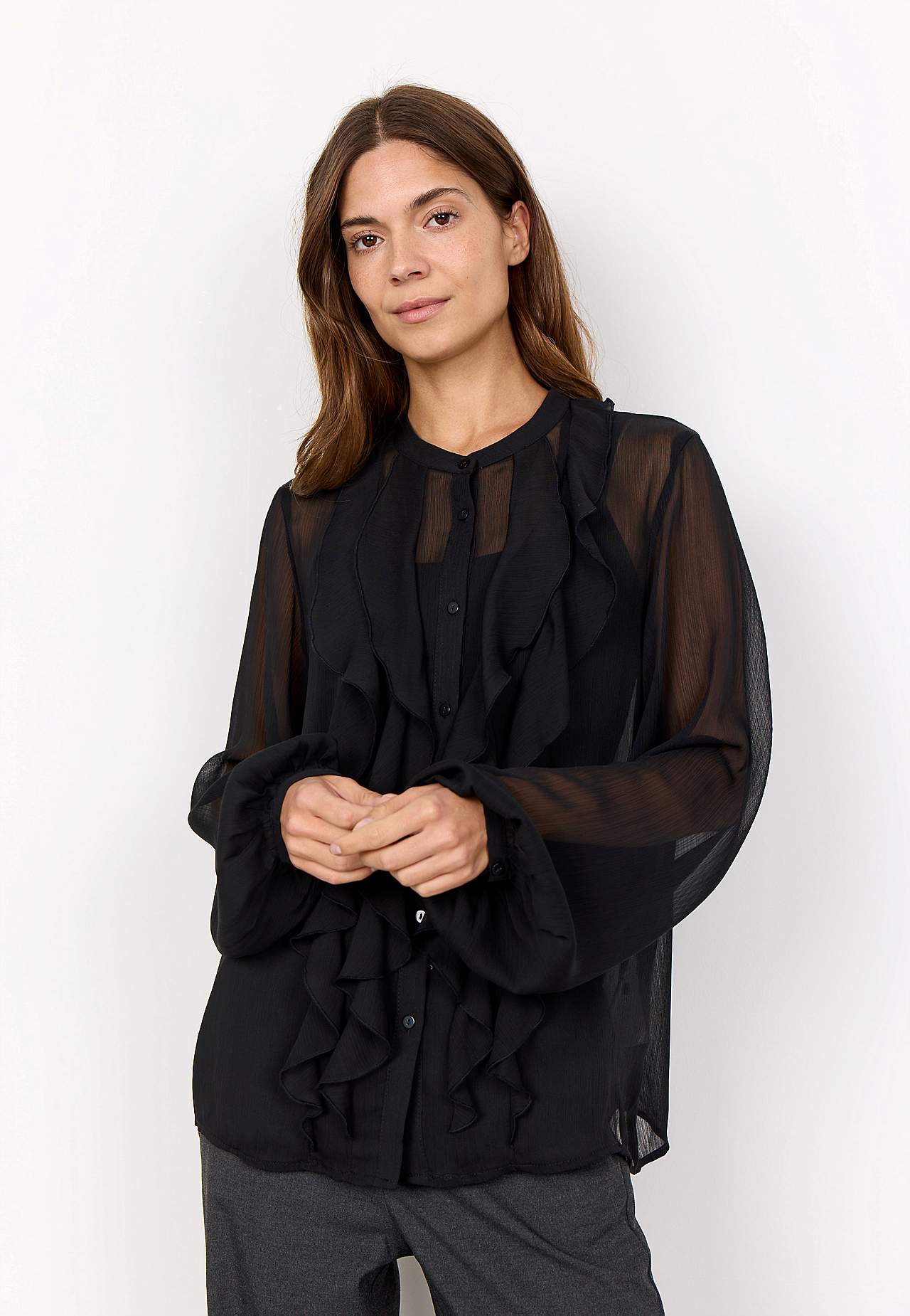 Šifona blūze ar volāniem