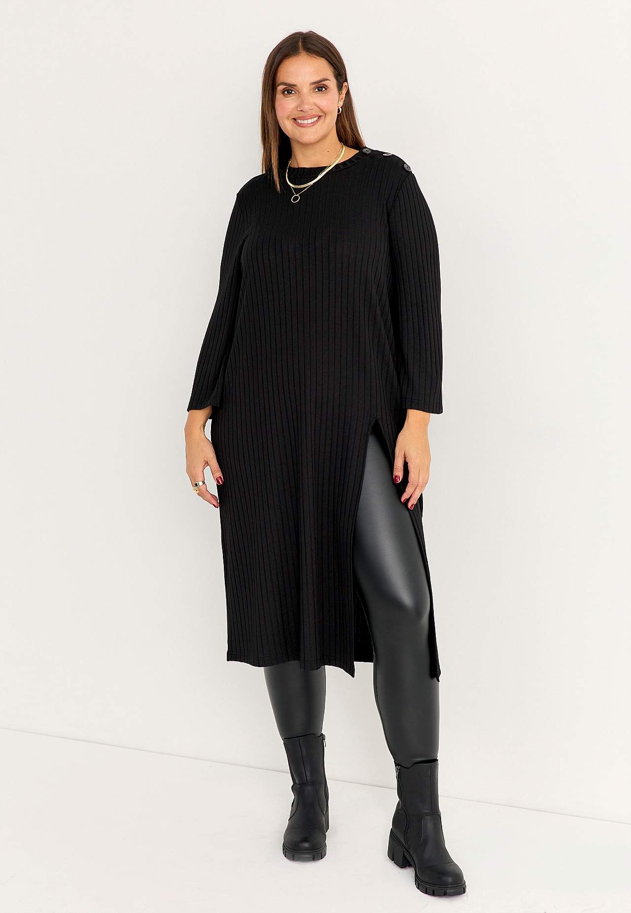 Rievota adījuma kleita-tunika