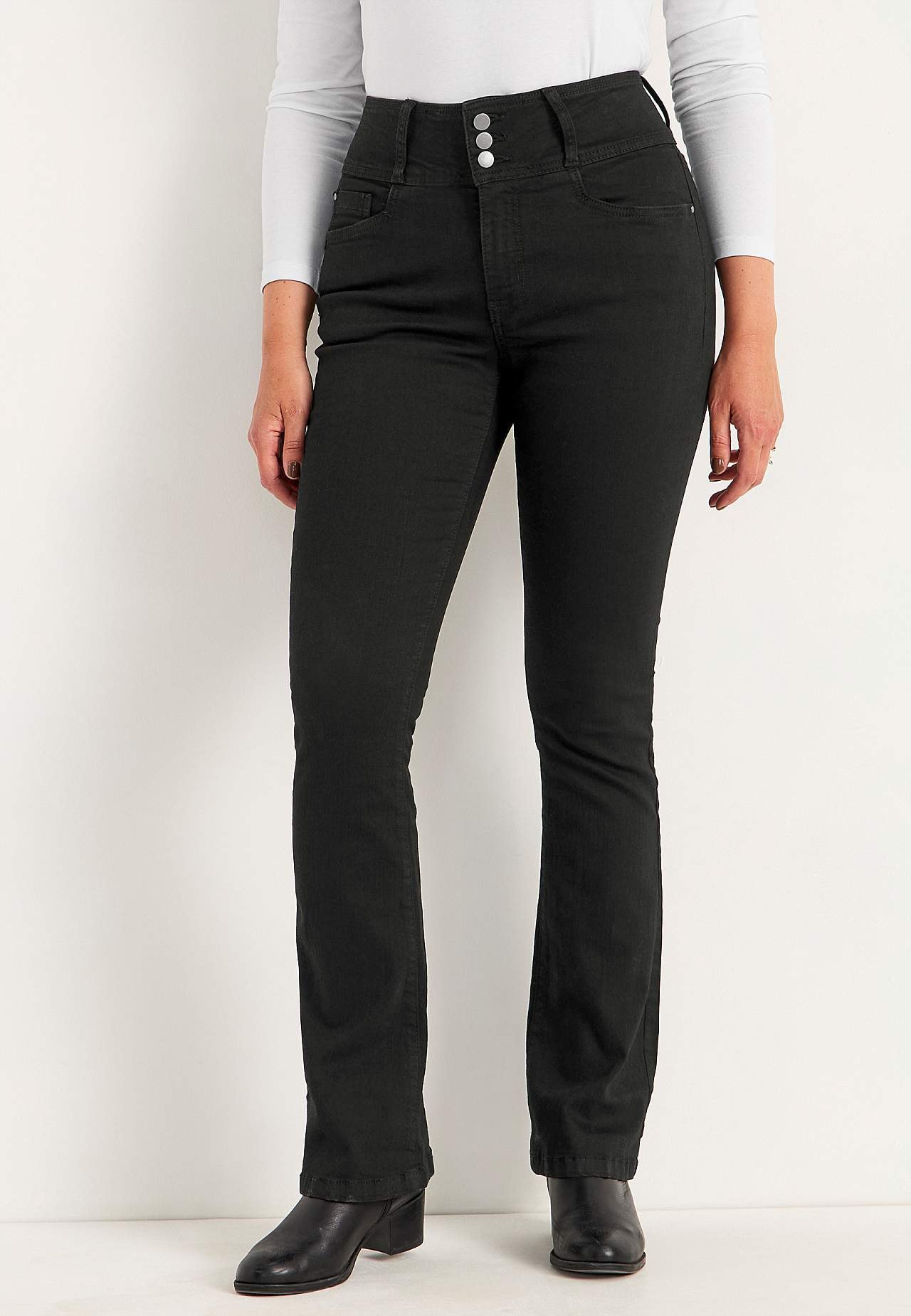 Bootcut piegriezuma džinsi ar augstu jostasvietu