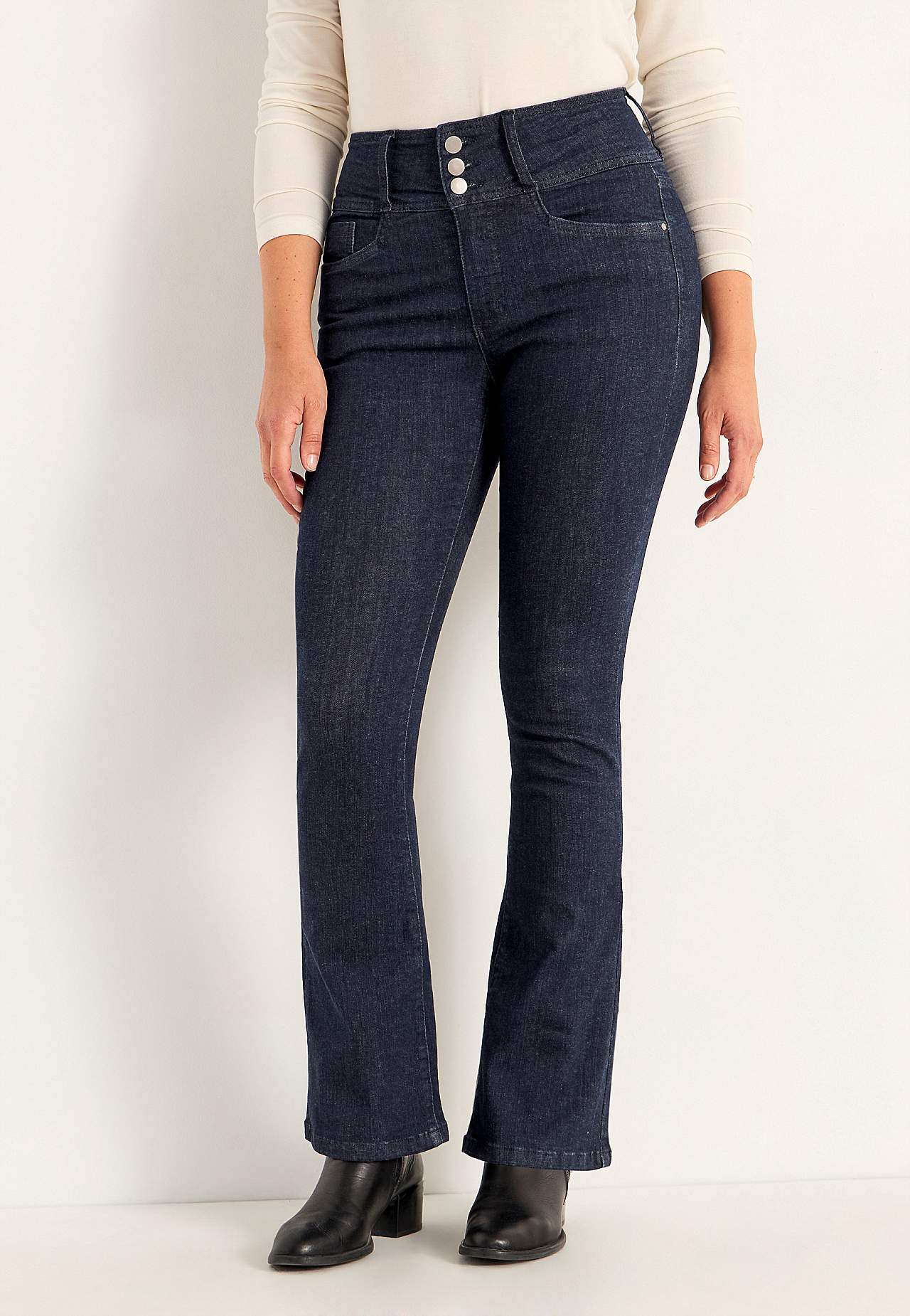 Bootcut piegriezuma džinsi ar augstu jostasvietu