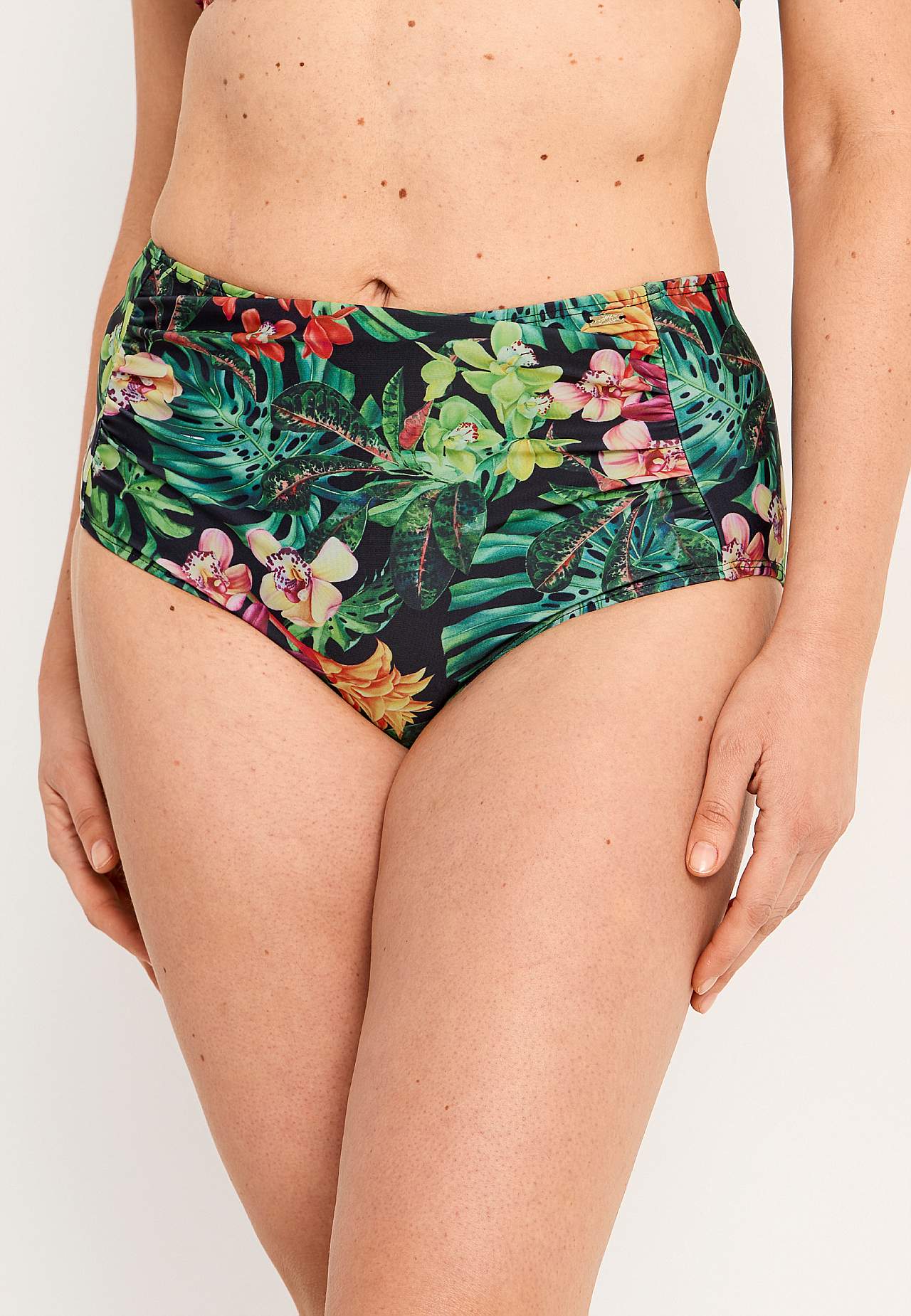 Ziedu raksta bikini biksītes ar augstu jostasvietu