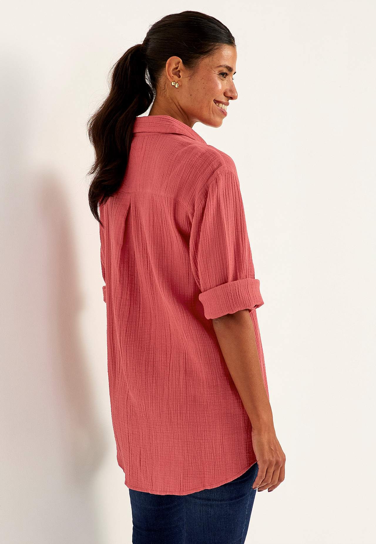 Garš krokotas kokvilnas krekls