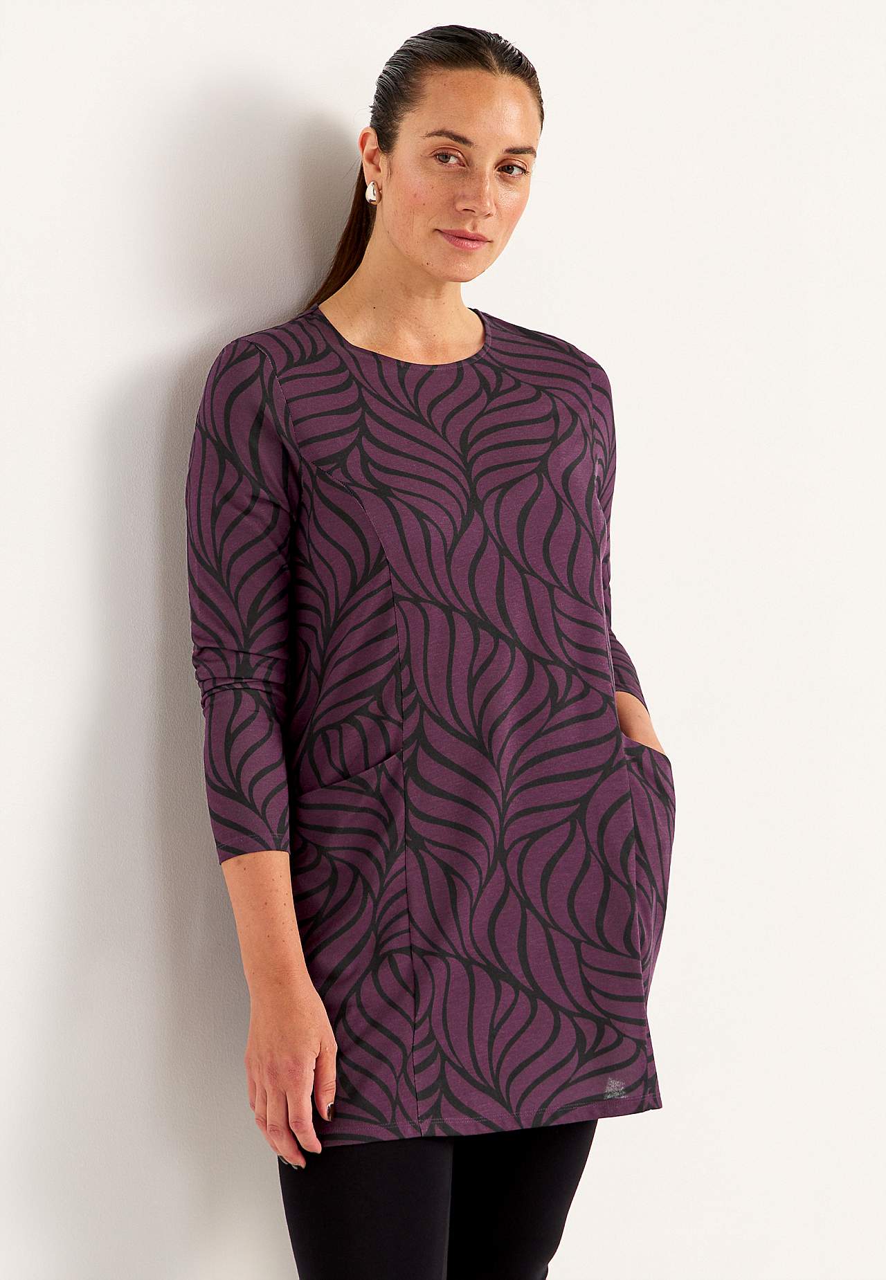 Trikotāžas tunika ar kabatām