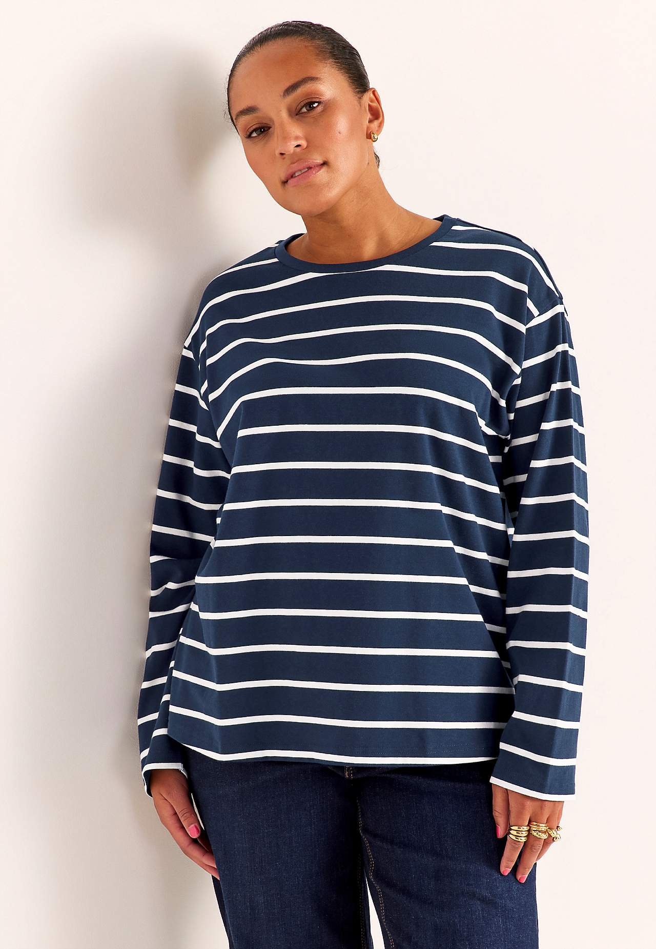 Svītrains organiskās kokvilnas trikotāžas tops