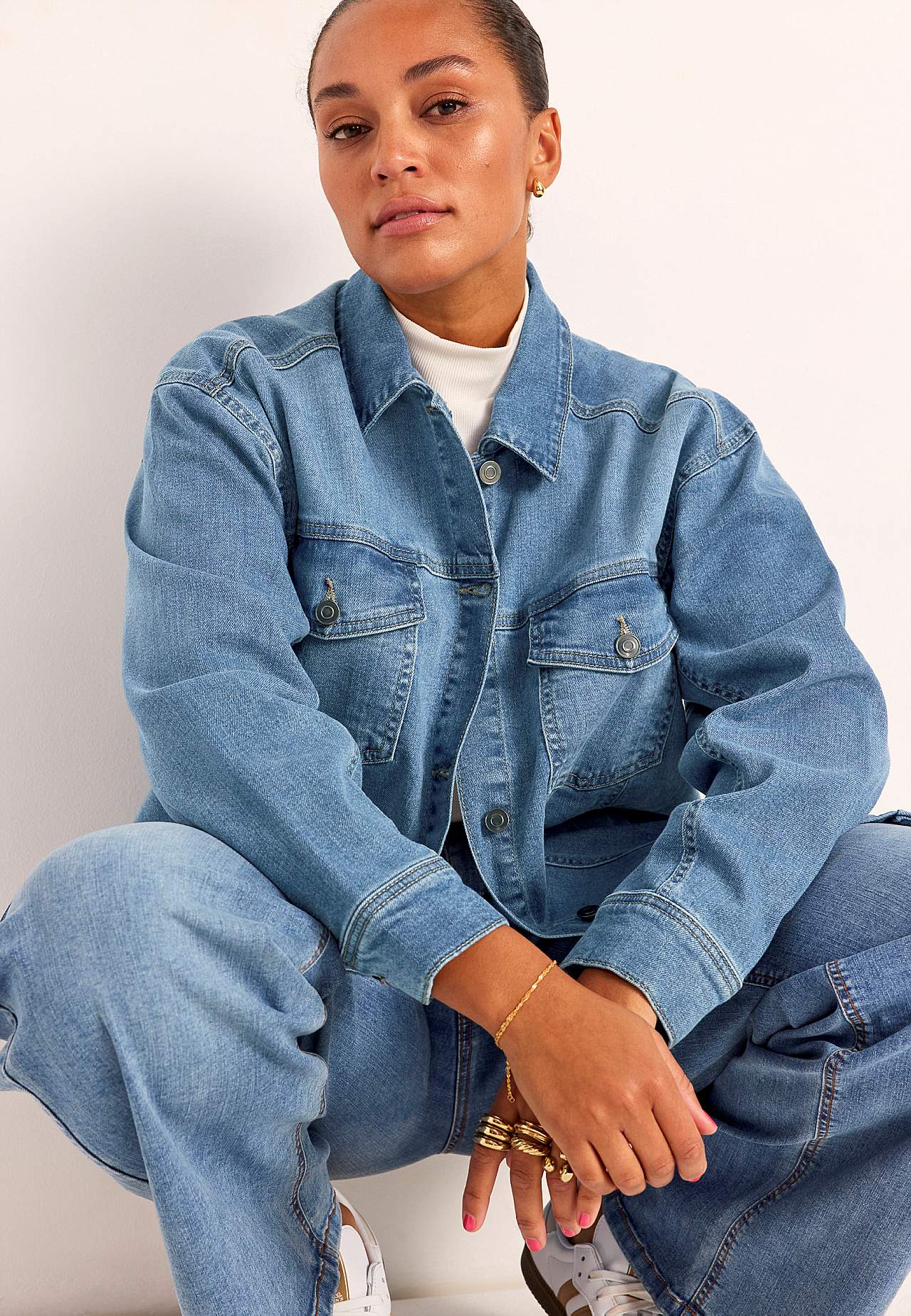 Gara elastīga džinsa jaka