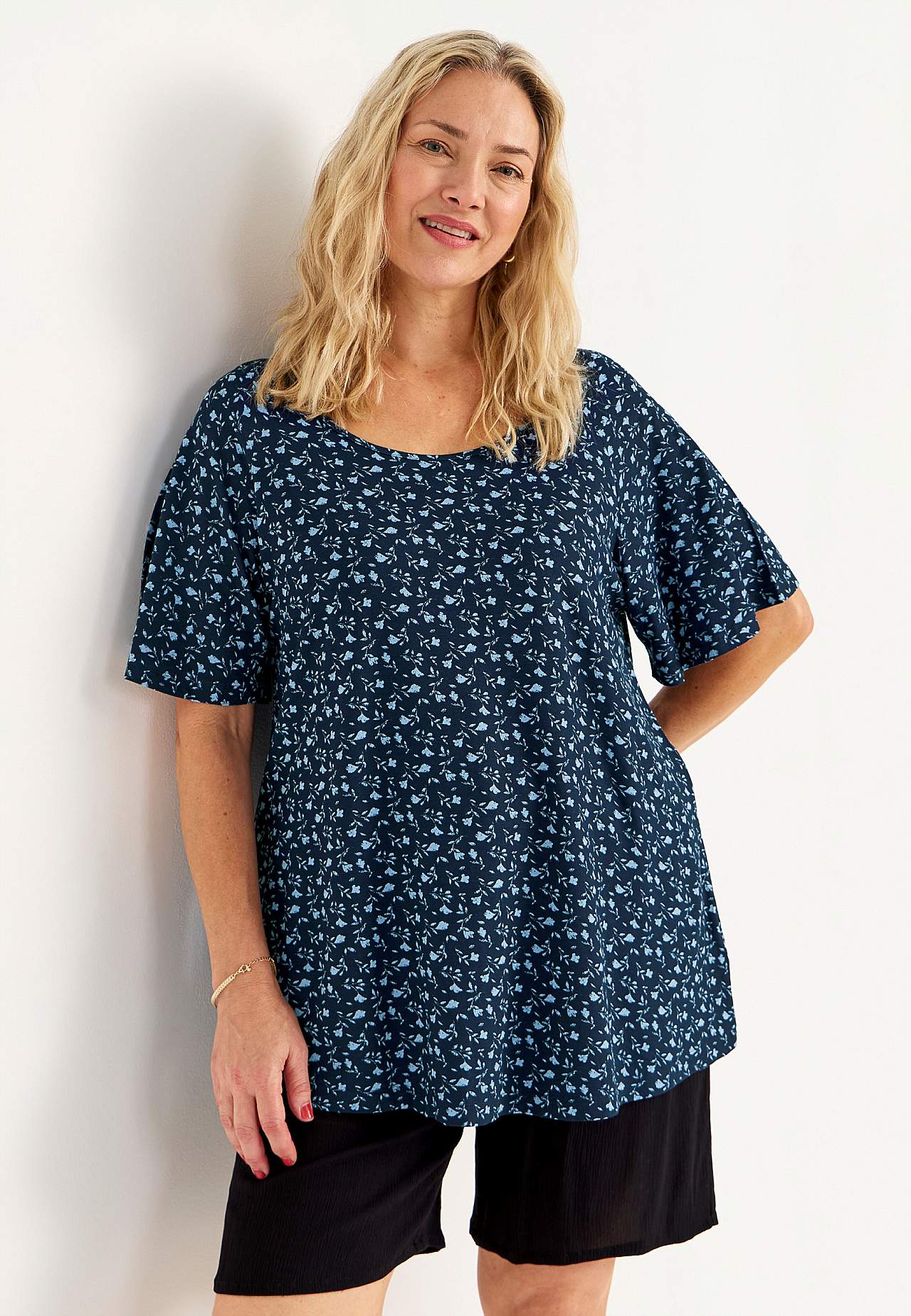 Puķaina trikotāžas tunika