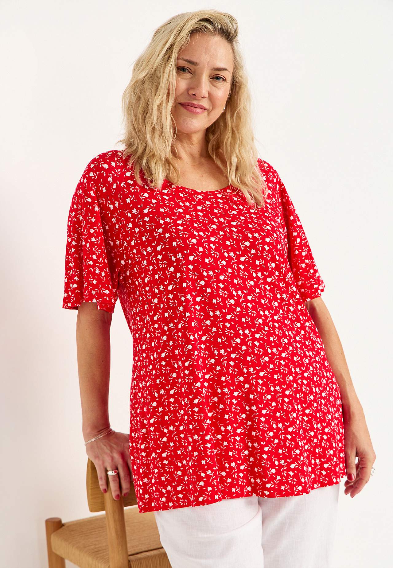 Puķaina trikotāžas tunika