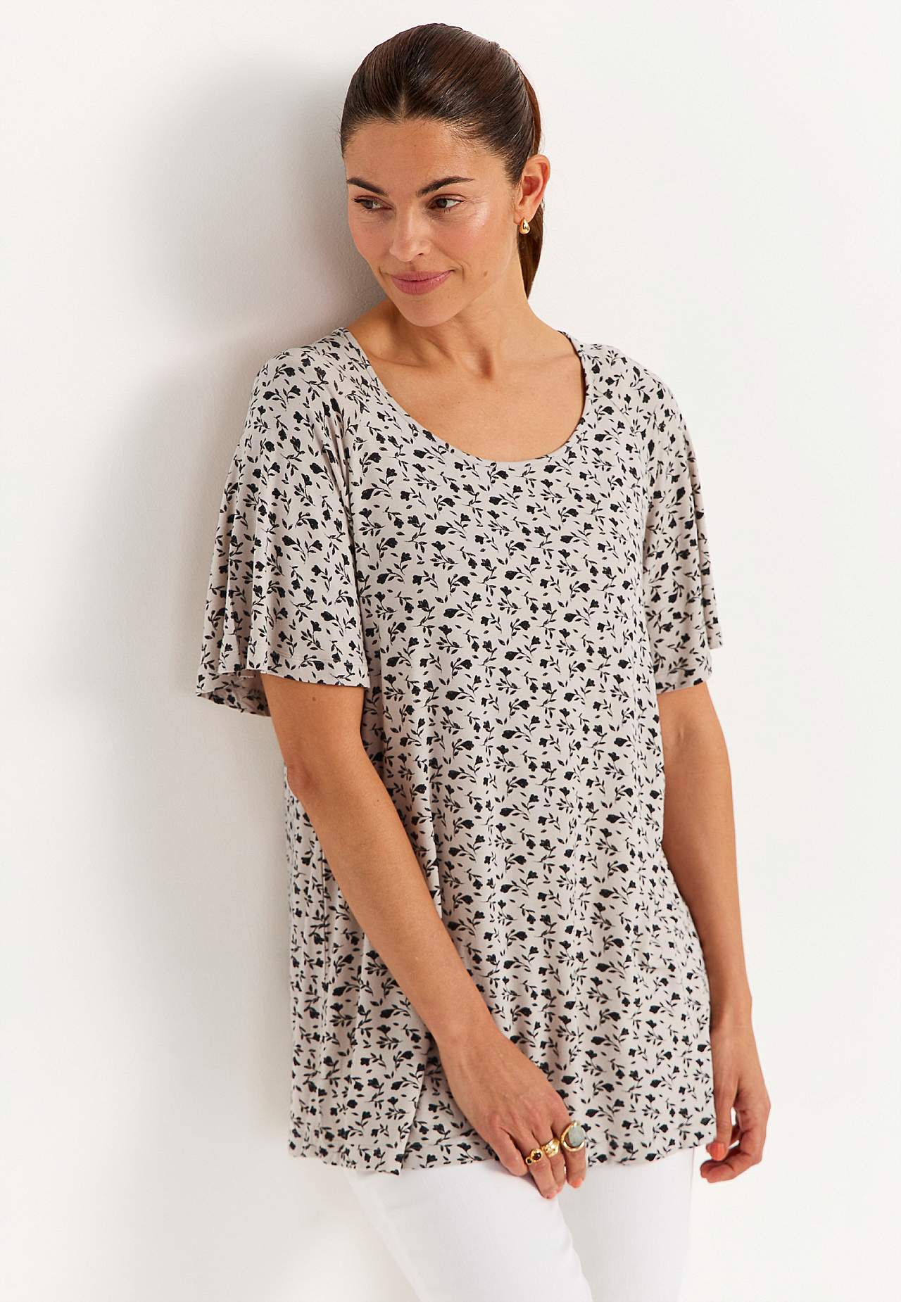 Puķaina trikotāžas tunika