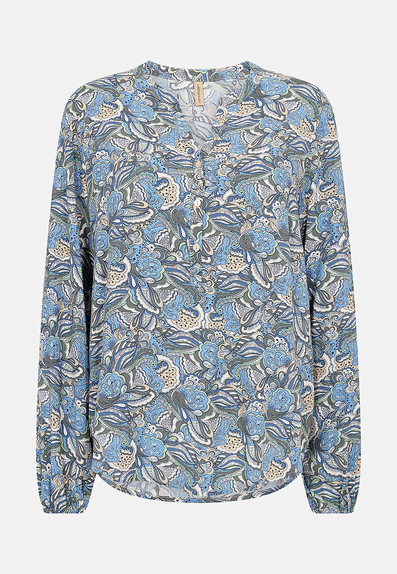 Viskozes blūze ar V veida kakla izgriezumu un pogām