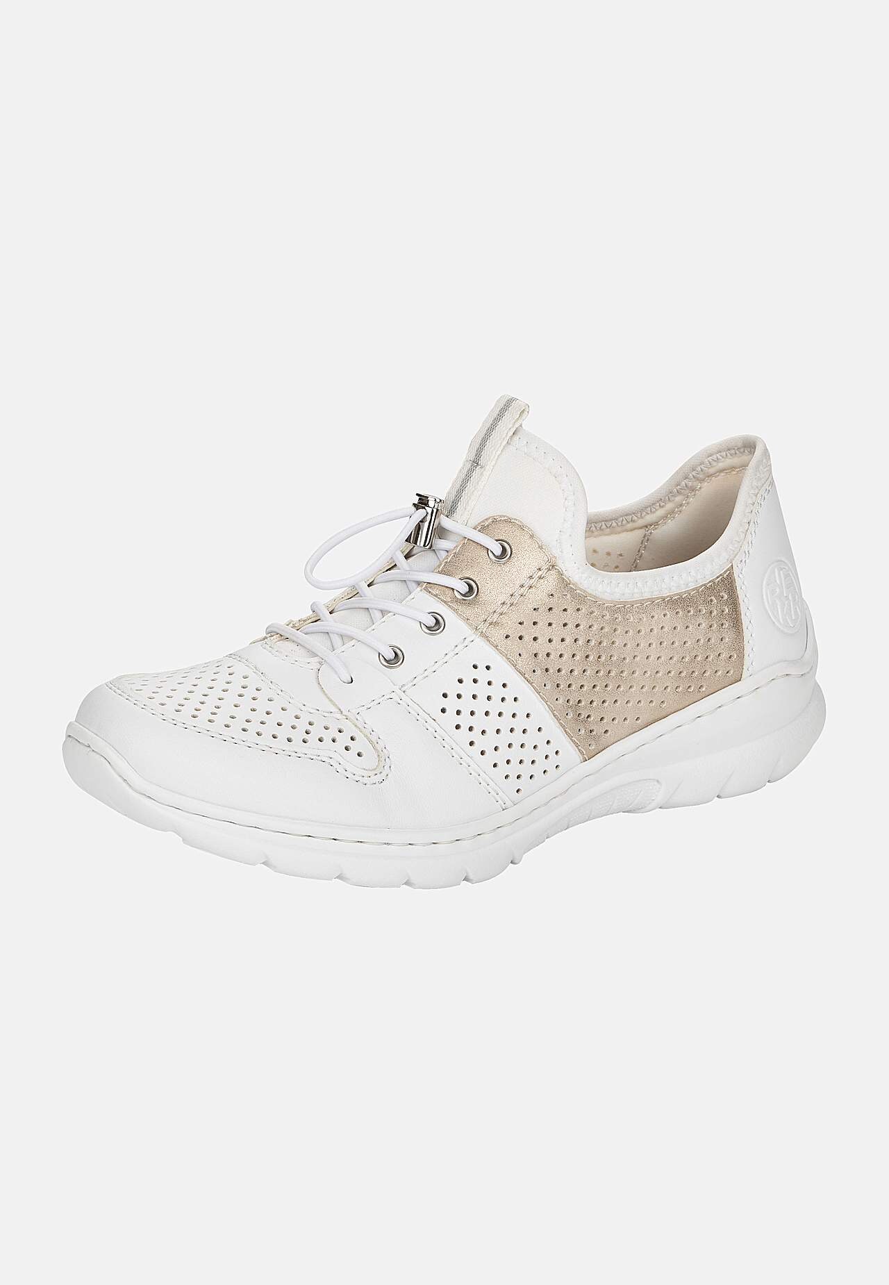 Viegli uzvelkamas teniskurpes ar mirdzošu zelta detaļu