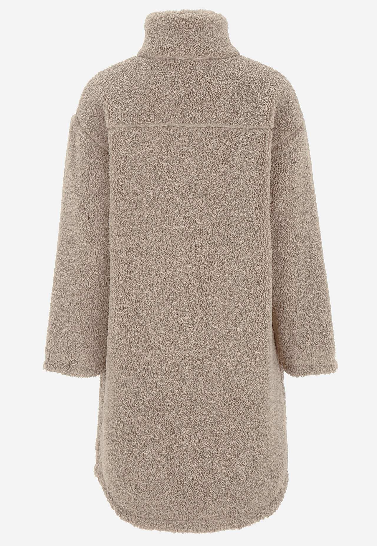 Plīša jaka ar augstu apkakli