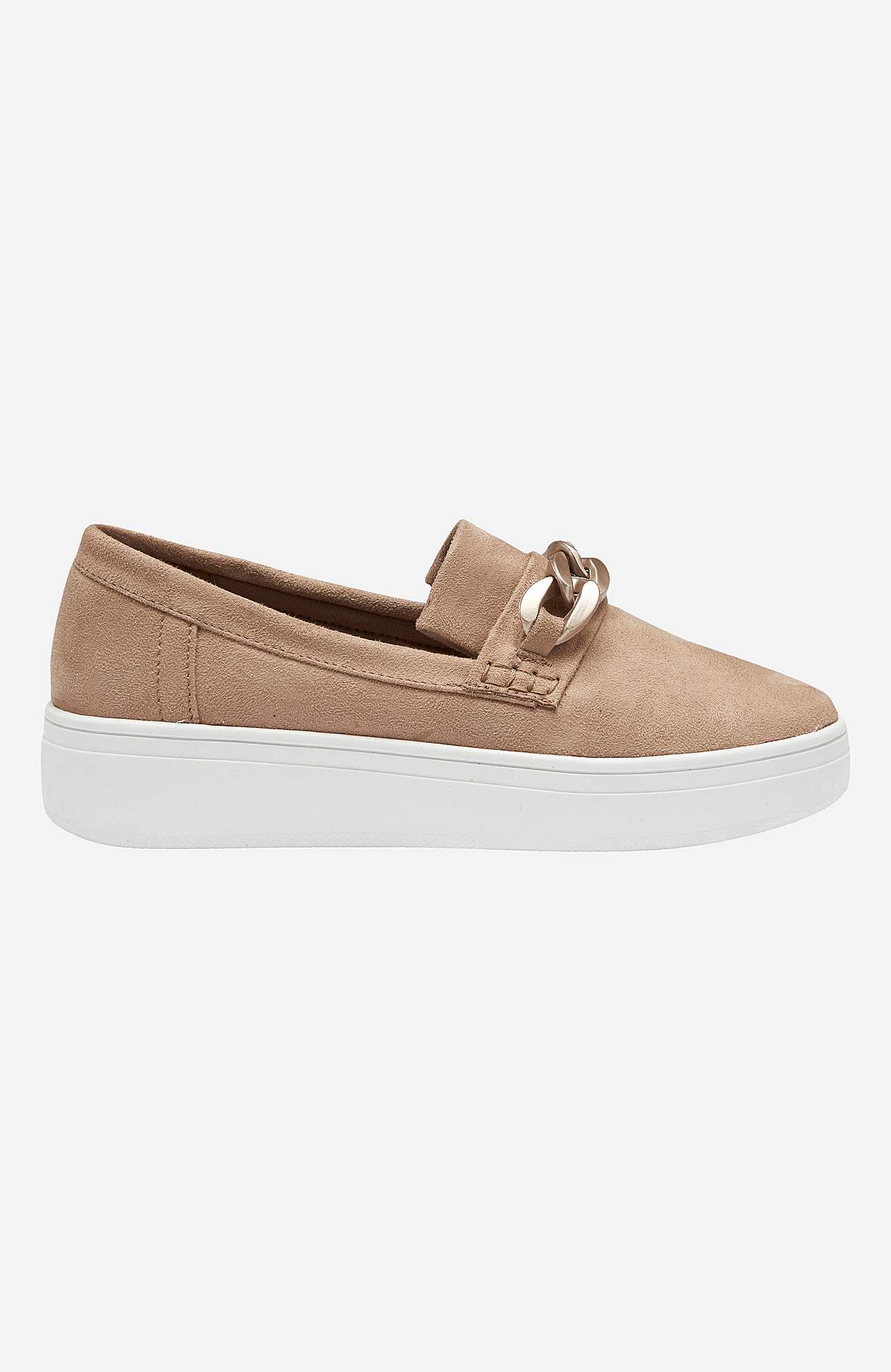 "Slip-on" modeļa teniskurpes ar matētu zelta krāsas ķēdi