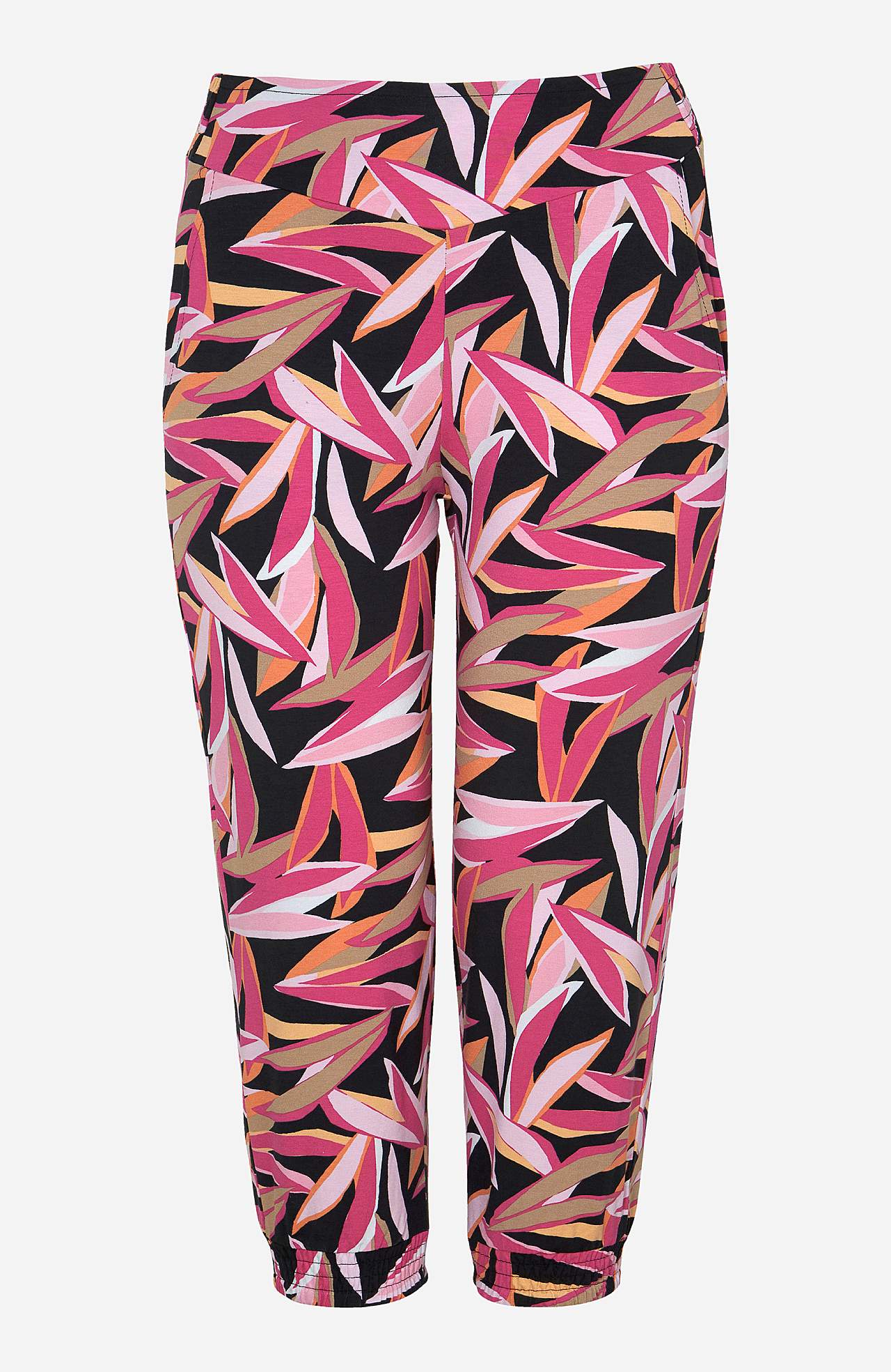 Rakstainas trikotāžas kapri bikses