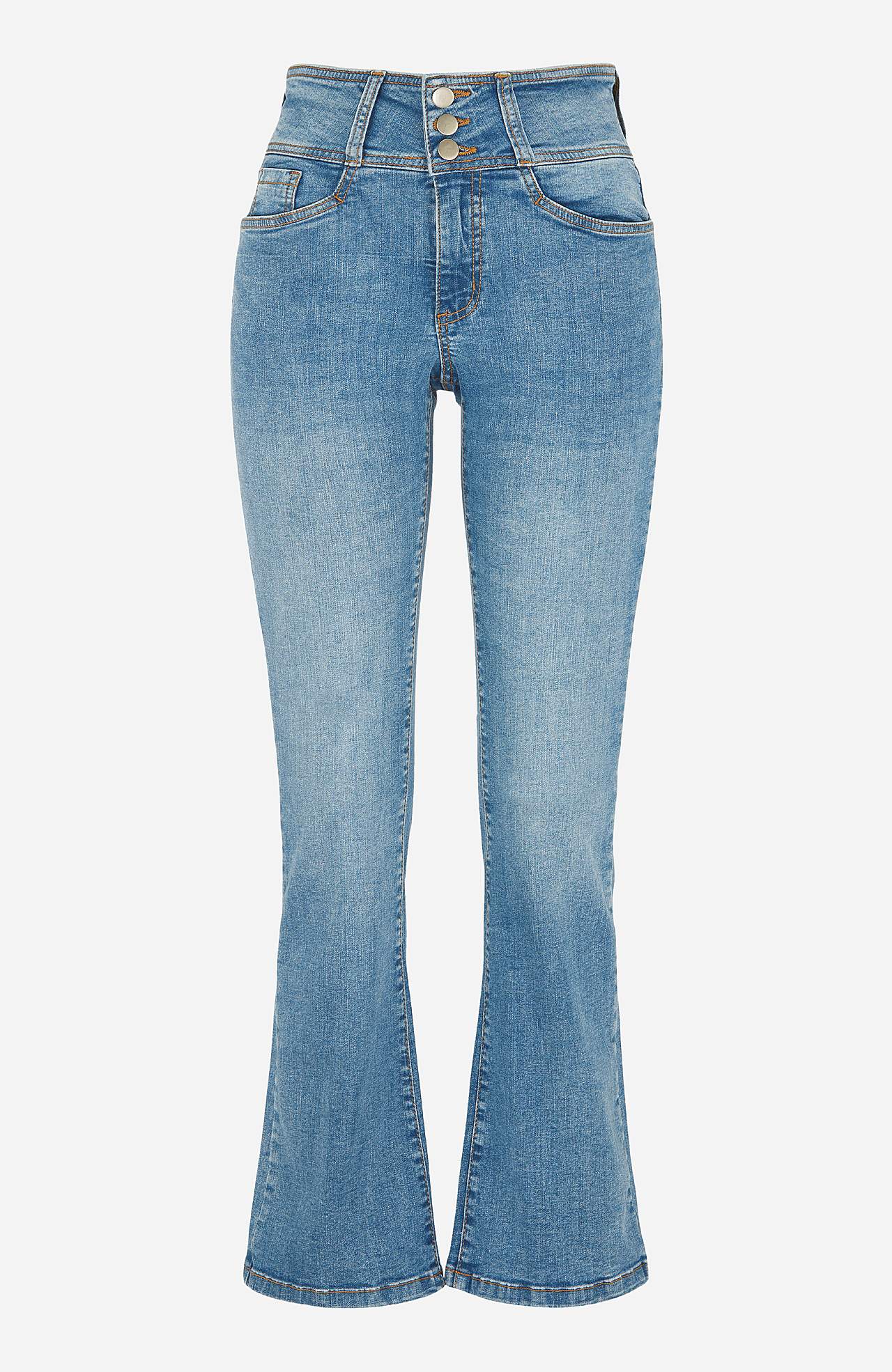 Bootcut piegriezuma džinsi ar augstu jostasvietu
