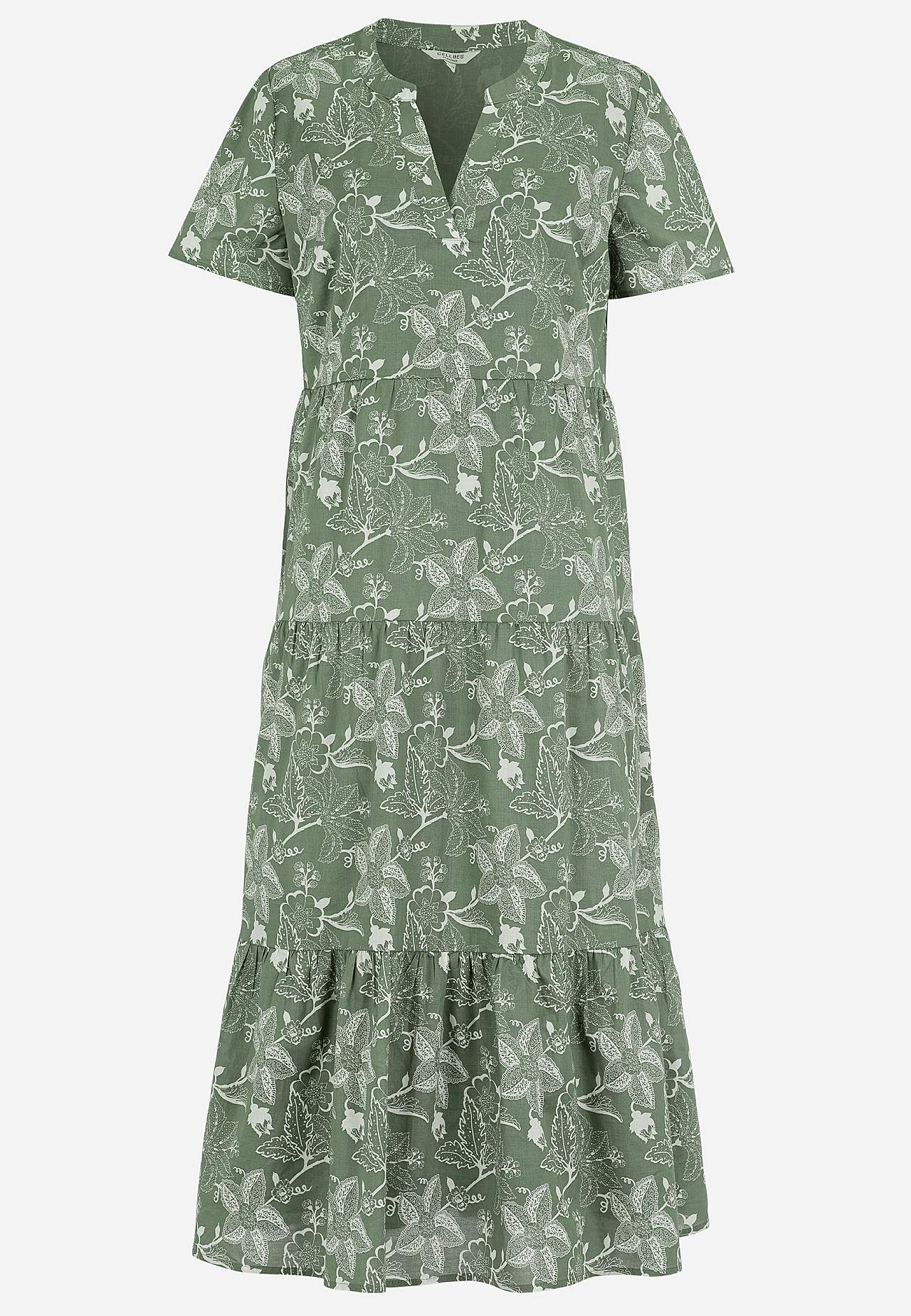 Kokvilnas kleita ar volāniem