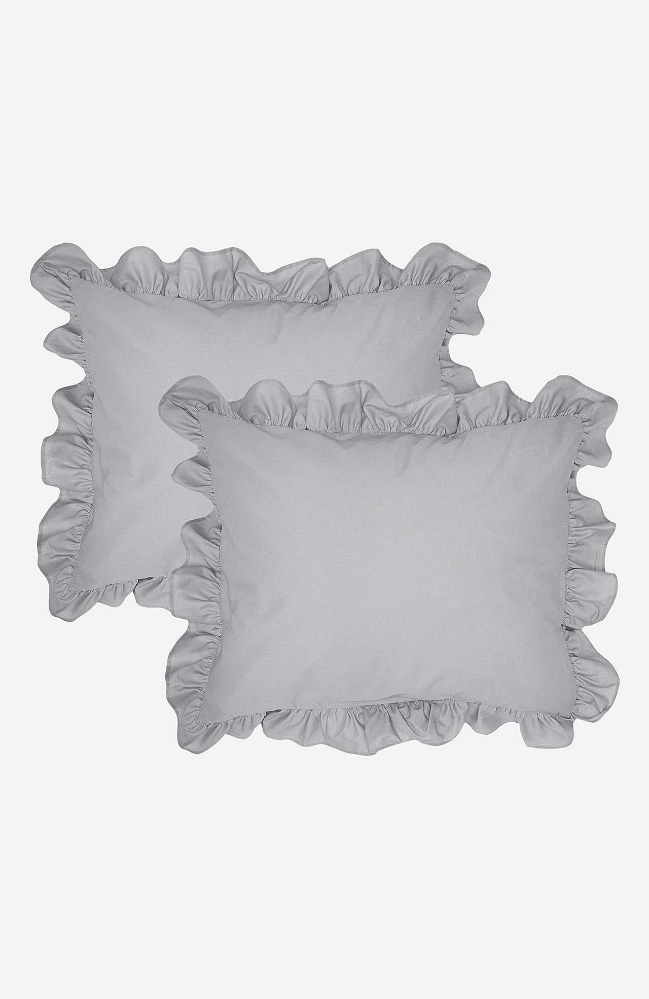 Organiskās kokvilnas spilvendrāna ar volānu 50x60 cm kompl. 2 gabali