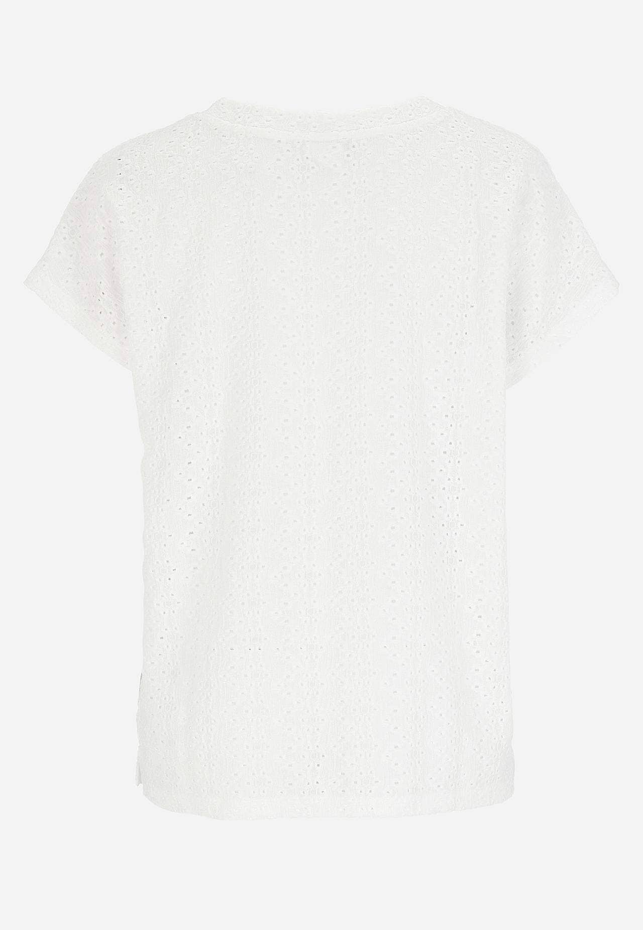 Trikotāžas tops ar caurumiņu raksta izšuvumu