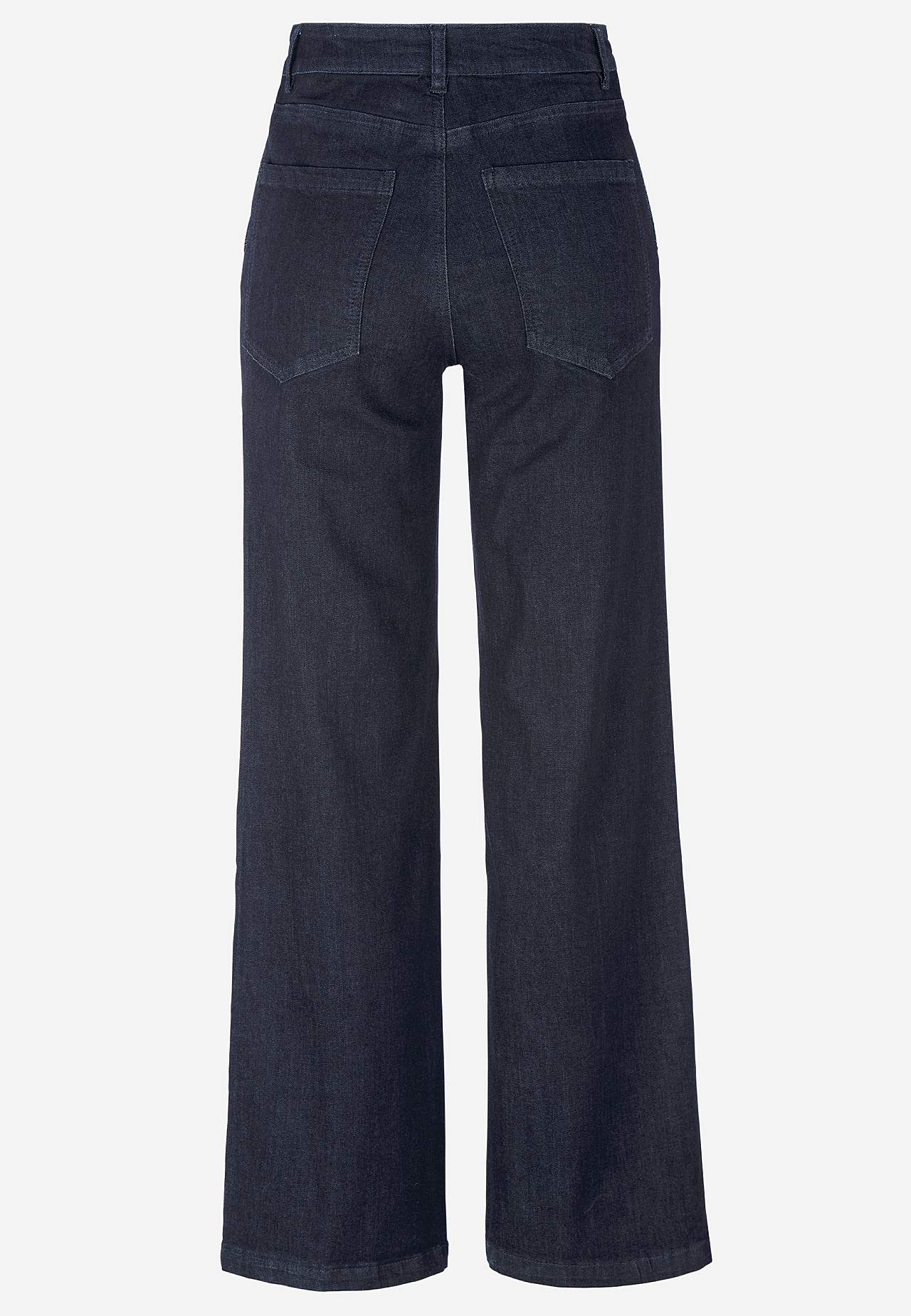 Stretchjeans med sydda pressveck