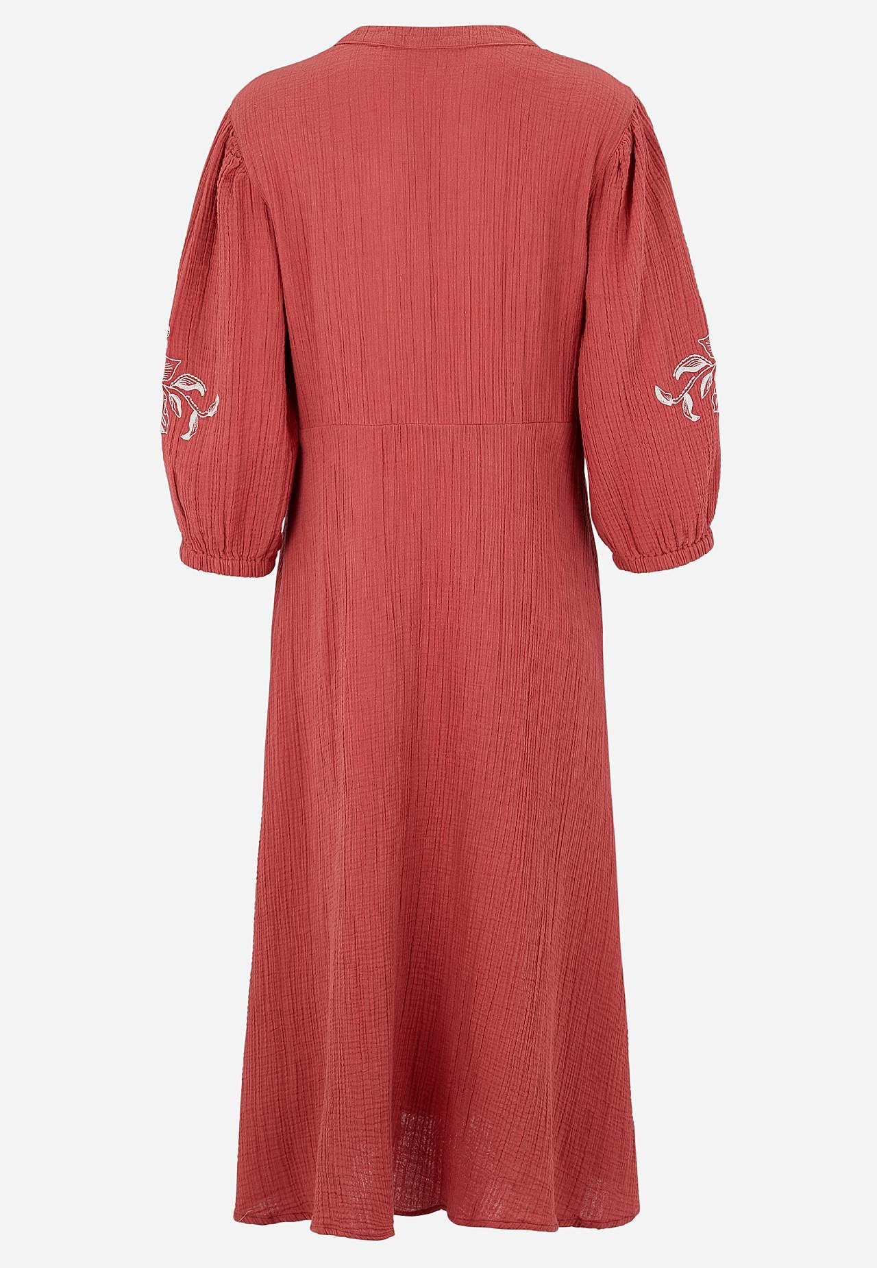 Krokotas kokvilnas kleita ar izšuvumu