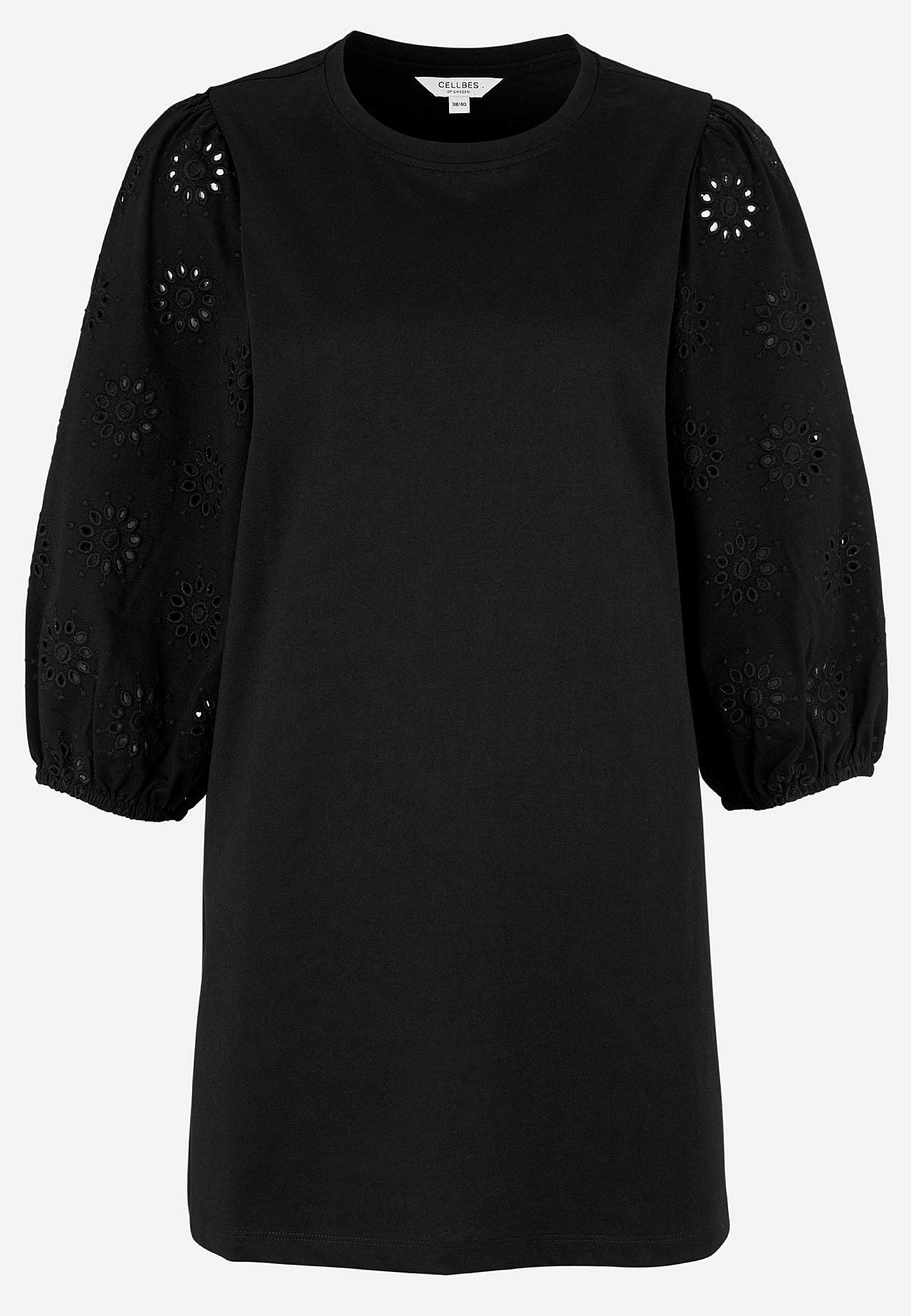 Trikotāžas tunika ar izšūtām piedurknēm