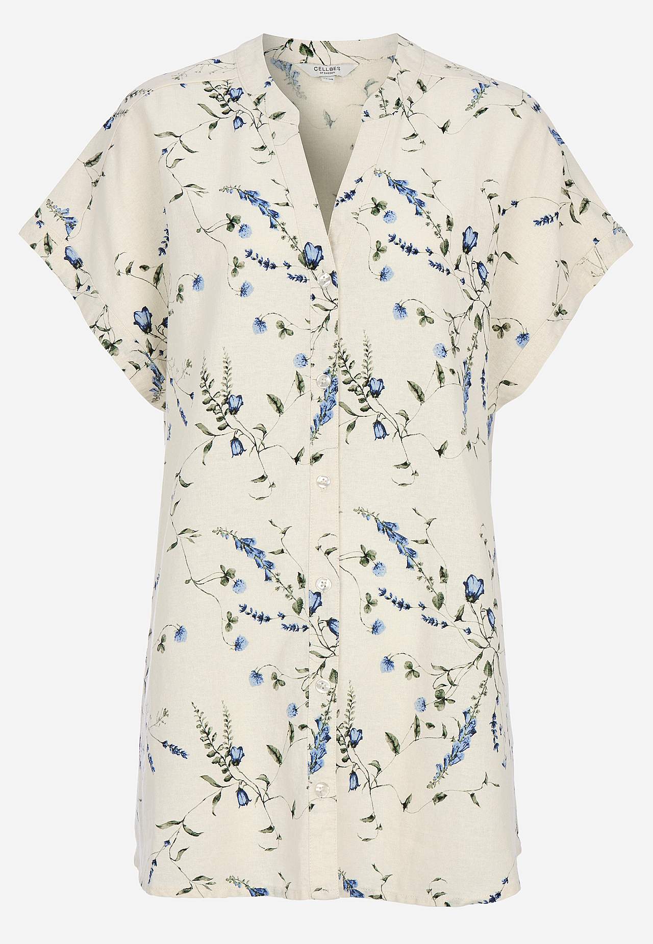 Puķaina lina tunika ar pogām