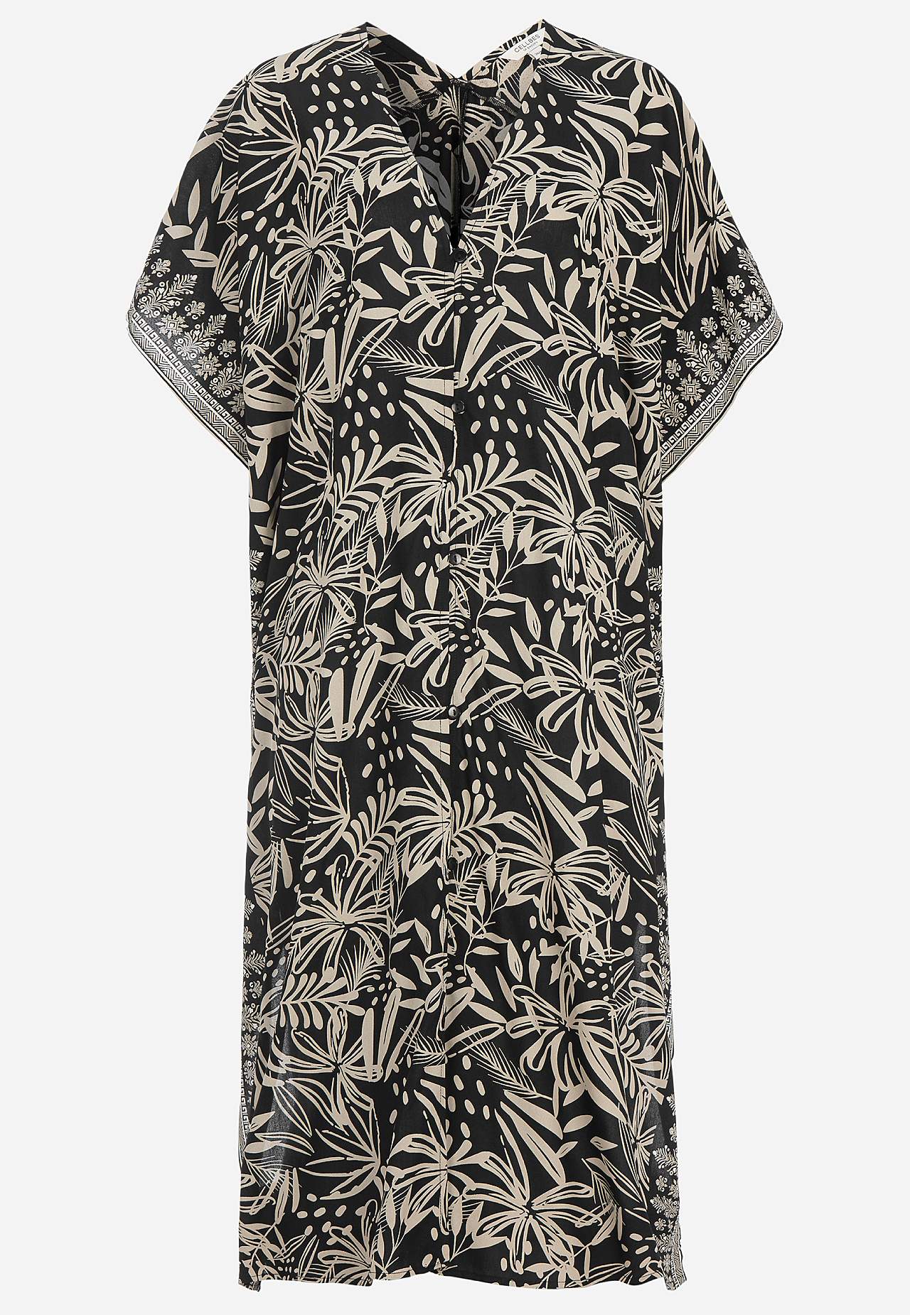 Rakstains pludmales kaftāns ar pogām