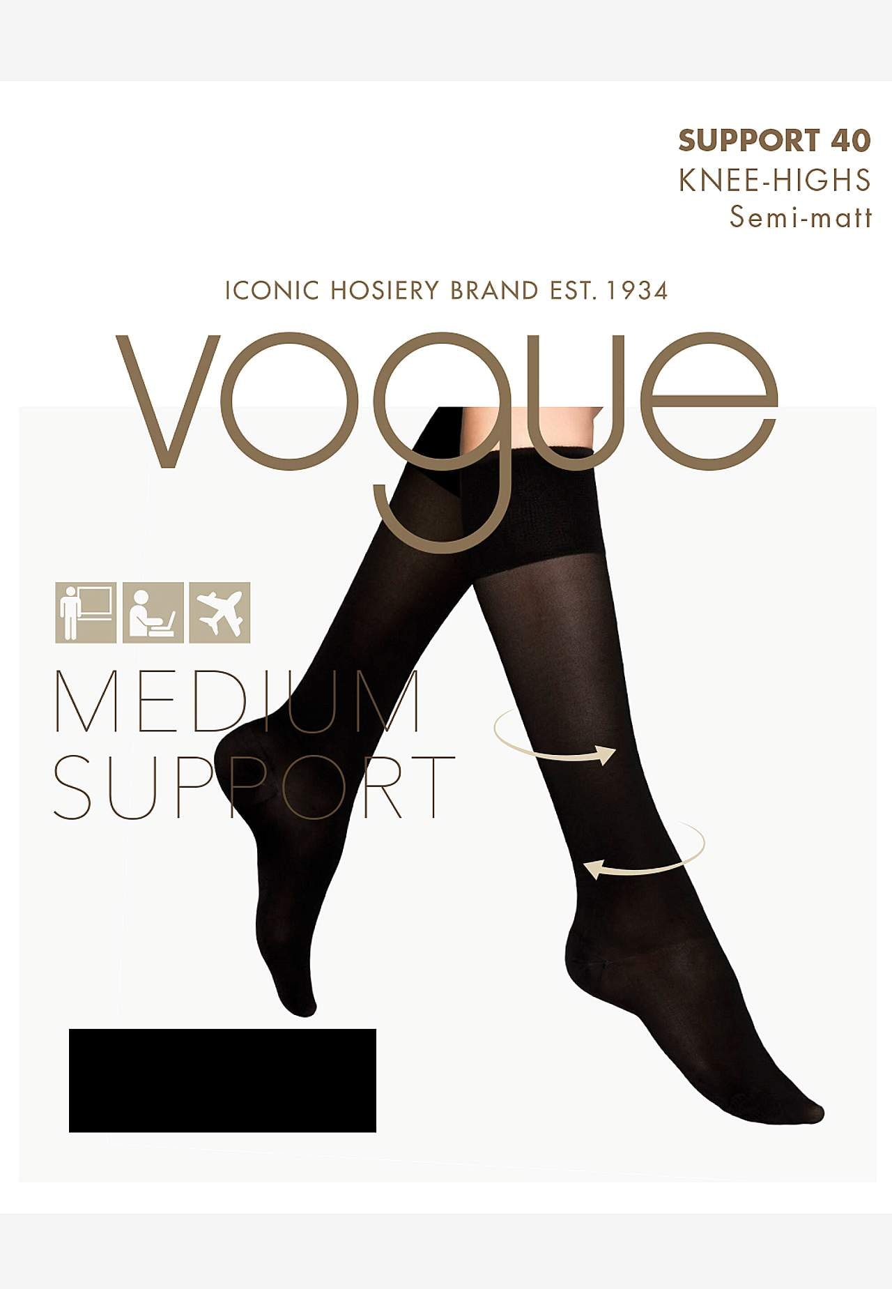 Vidēji balstošas pusgarās zeķes Support Knee 40 den