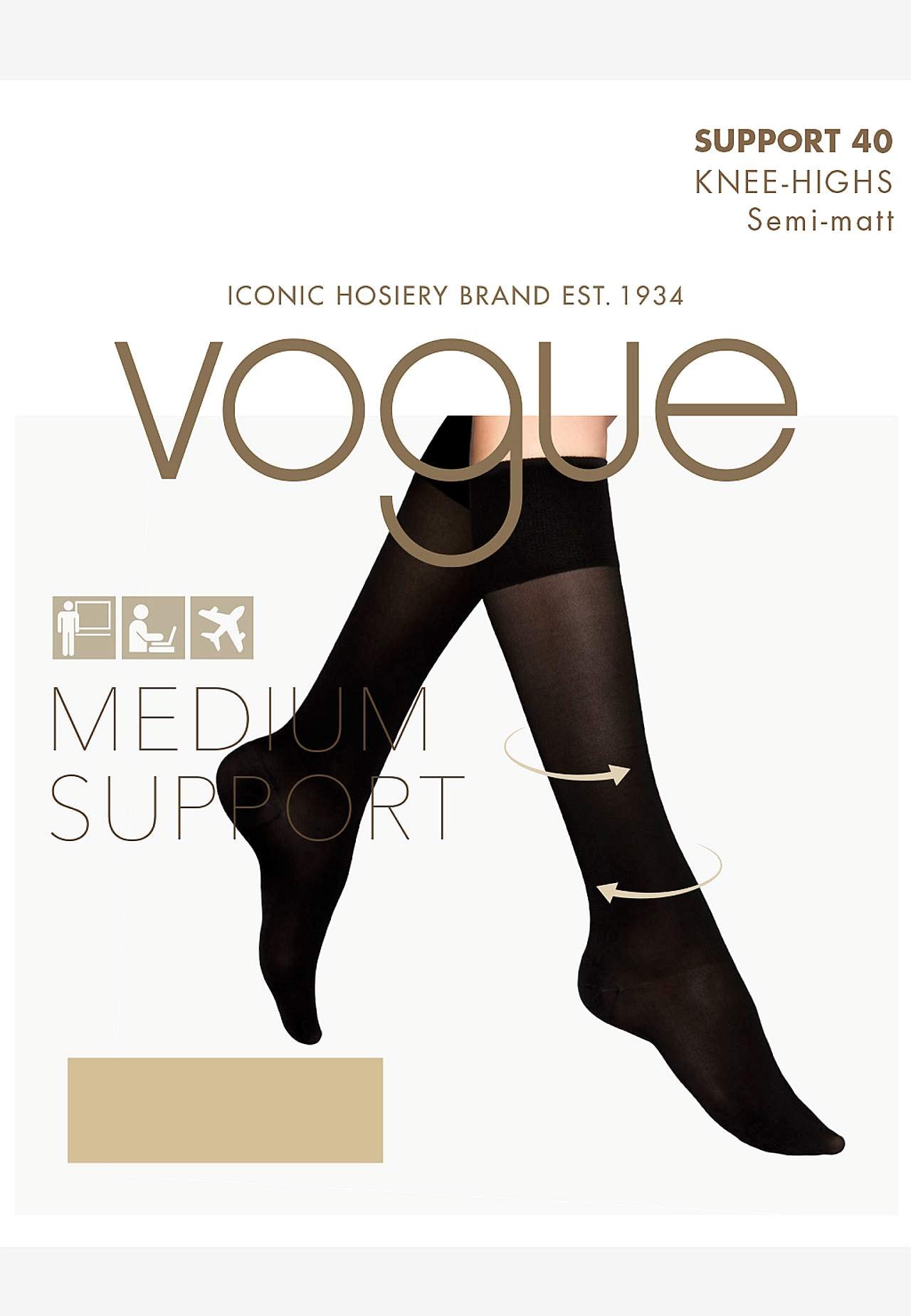 Vidēji balstošas pusgarās zeķes Support Knee 40 den