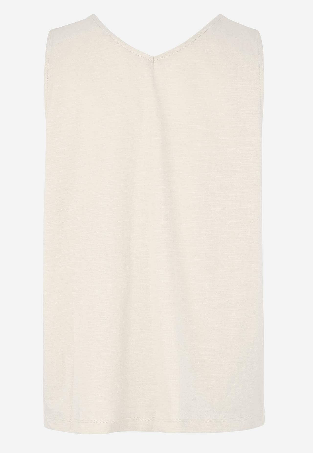 Trikotāžas bezpiedurkņu tops ar V veida kakla izgriezumu