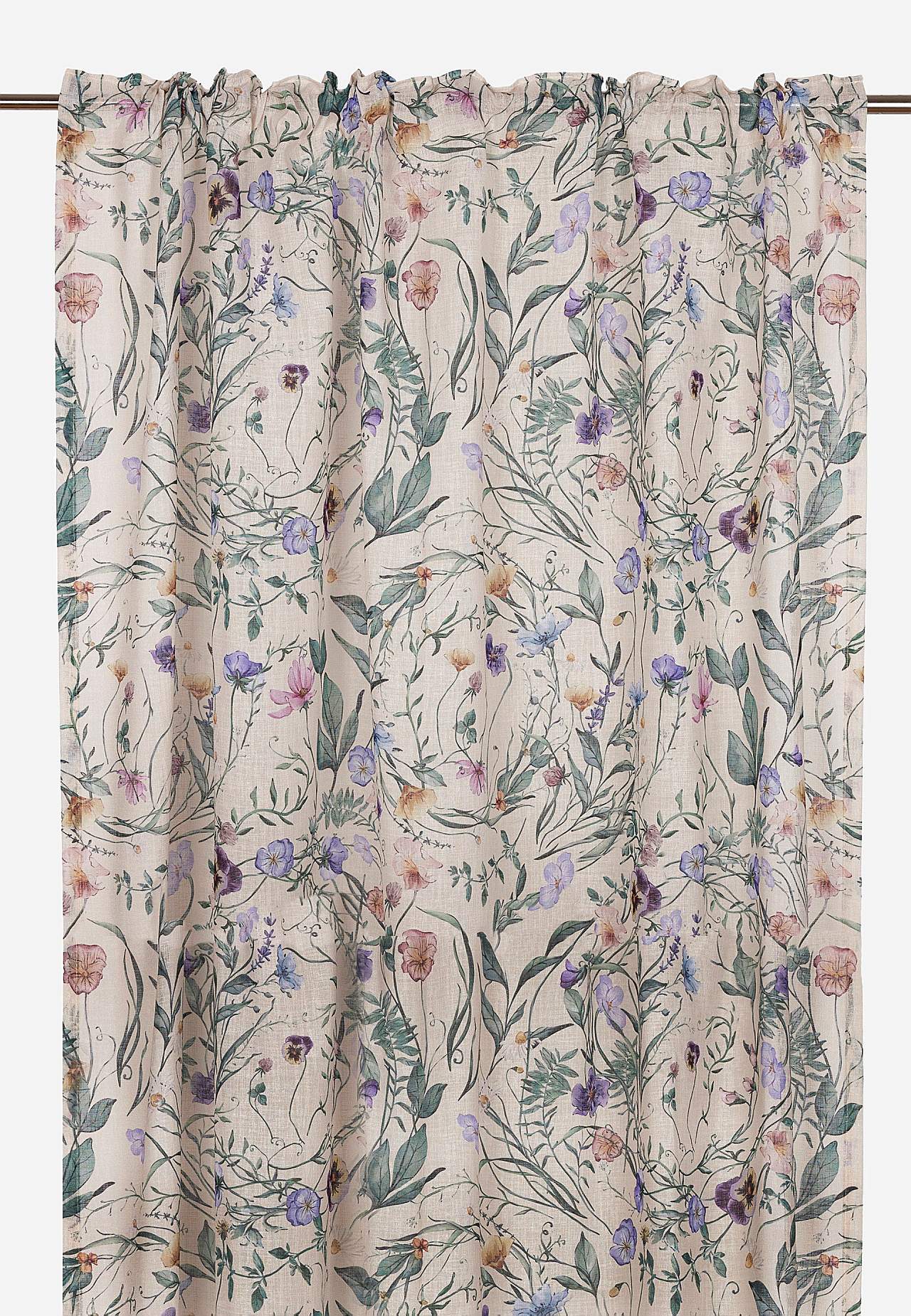 Puķaini aizkari ar daudzfunkcionālu lenti kompl. 2 gabali